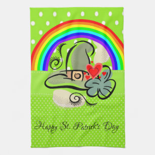 Saint Patrick's Day Kitchen Hand Towel Rainbow