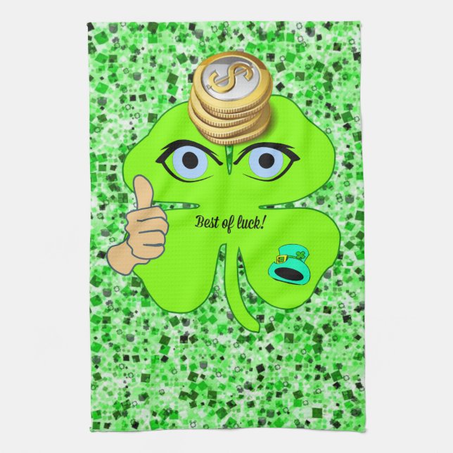 Saint Patrick's Day Kitchen Hand Towel Shamrock (Vertical)