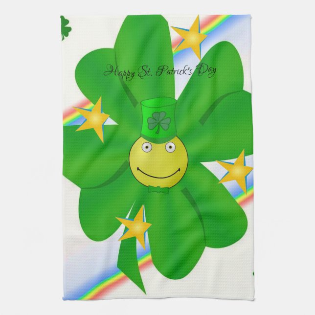 Saint Patrick's Day Kitchen Hand Towel Shamrock (Vertical)