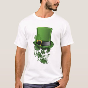 Saint Patricks Day Leprechaun Hat and Skull T-Shir T-Shirt