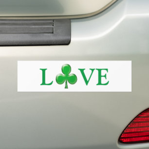 Saint Patrick's Day Love Green Clover Shamrock  Bu Bumper Sticker