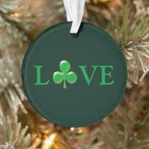 Saint Patrick's Day Love Green Clover Shamrock  Ornament