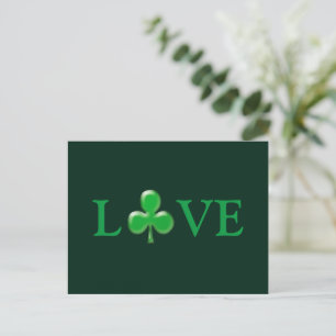 Saint Patrick's Day Love Green Clover Shamrock  Postcard