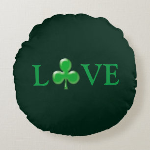 Saint Patrick's Day Love Green Clover Shamrock Round Cushion