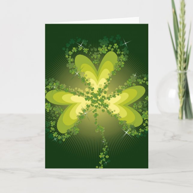 Saint Patrick's Day Lucky Clovers Shamrock Irish Card (Front)