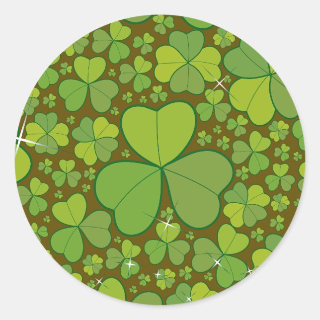 Saint Patrick's Day Lucky Clovers Shamrock Irish Classic Round Sticker (Front)