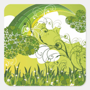 Saint Patrick's Day Lucky Clovers Shamrock Irish Square Sticker