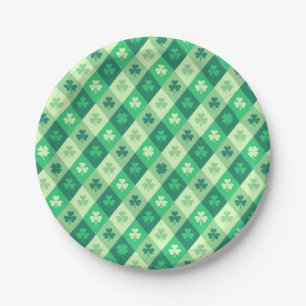 Saint Patrick's Day Lucky Green Shamrock Clover Paper Plate