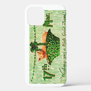 Saint Patrick's Day Lucky Pig, Vintage iPhone 12 Case