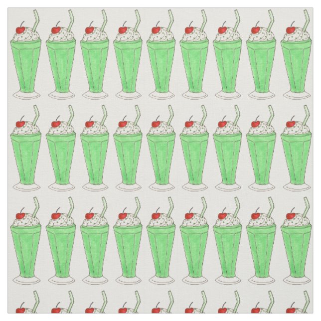 Saint Patrick's Day Mint Green Milkshake Shake Fabric (Swatch)