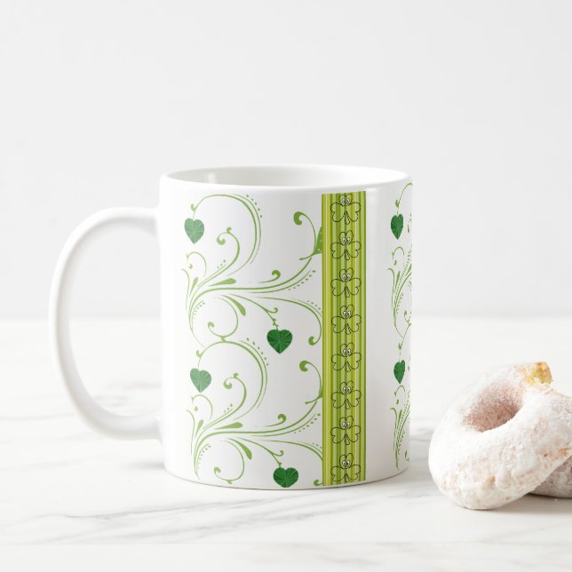 Saint Patrick's Day Mug Shamrock Floral (With Donut)
