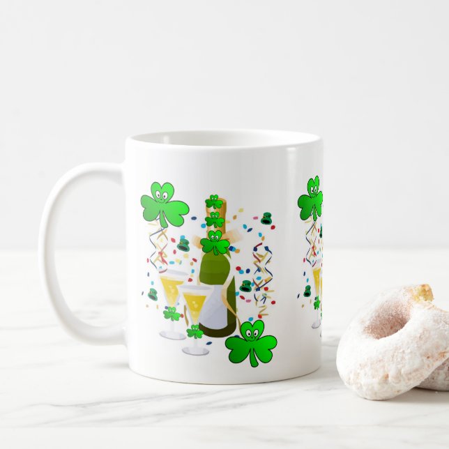 Saint Patrick's Day Mug Shamrock Wine (With Donut)