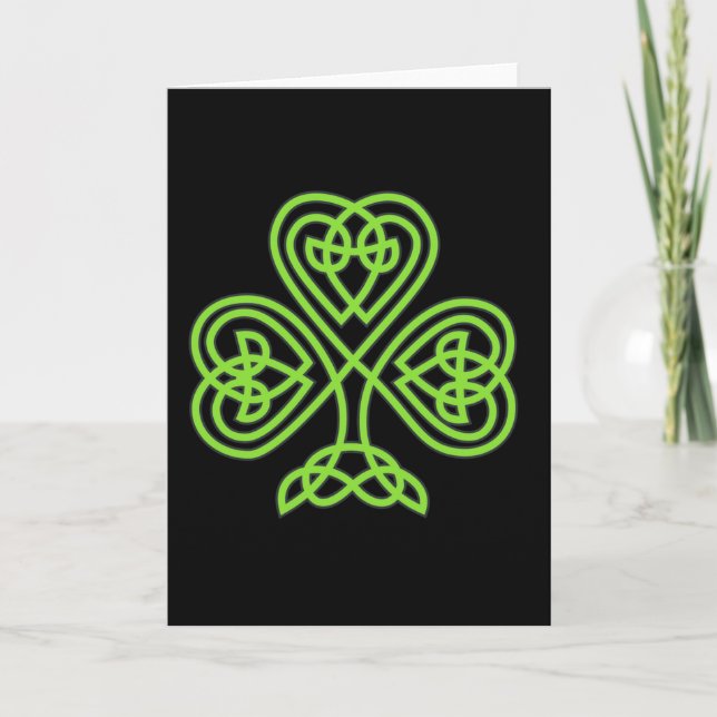 Saint Patrick's Day Notecard~Celtic Shamrock Card (Front)