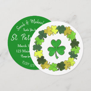 Saint Patrick's Day Party Green Shamrock Clover Invitation