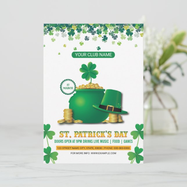Saint Patricks Day Party Invitation (Standing Front)