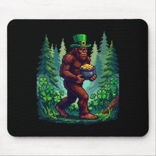 Saint patricks day pixel art bigfoot sasquatch fun mouse mat