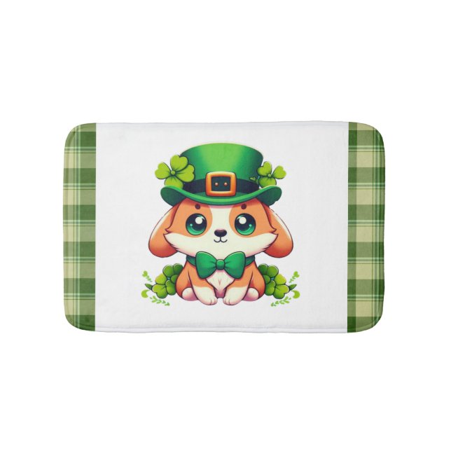 Saint Patricks' Day puppy  Bath Mat (Front)