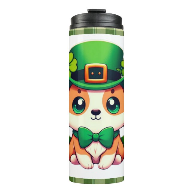 Saint Patricks' Day puppy  Thermal Tumbler (Front)