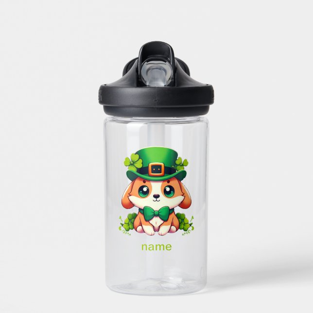 Saint Patricks' Day puppy  Water Bottle (Front)
