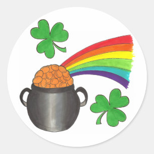 Saint Patrick's Day Rainbow Shamrock Clover Classic Round Sticker