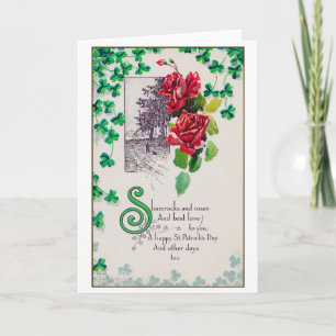 Saint Patrick's Day Rose, Vintage Card