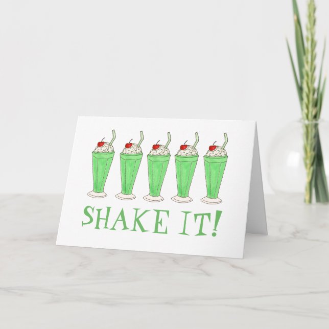 Saint Patrick's Day Shake It Mint Green Milkshake Card (Front)