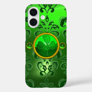 SAINT PATRICK'S DAY SHAMROCK GREEN DAMASK iPhone 16 CASE