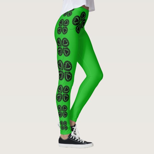 Saint Patrick's Day Shamrock Heart Leggings 2 (Right)