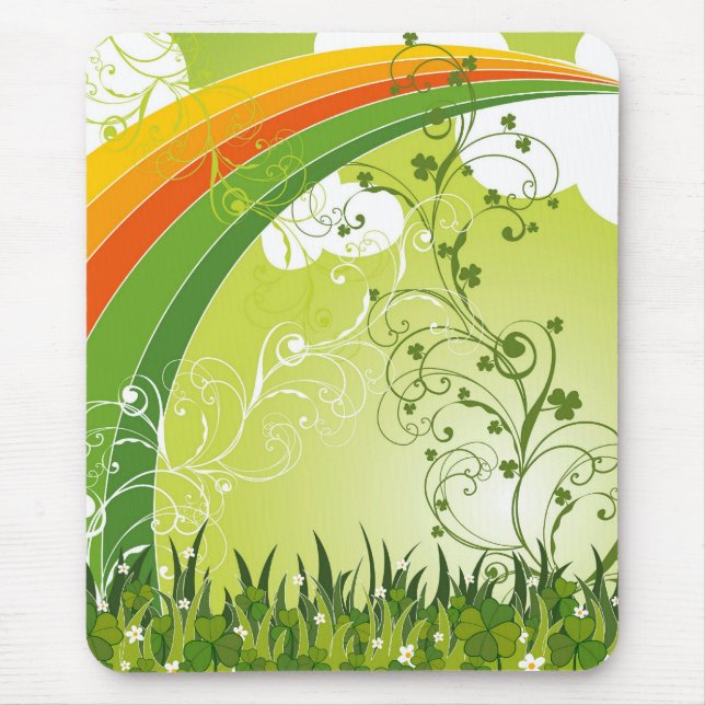 Saint Patrick's Day Shamrock Lucky Clovers Leaves Mouse Mat (Front)