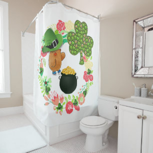Saint Patrick's Day Shower Curtain Teddy Bear