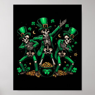 Saint Patrick's Day Skeleton Dancing Shamrock1 Poster