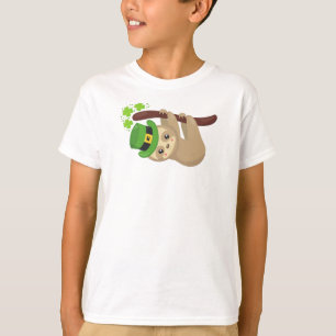 Saint Patrick's Day Sloth, Leprechaun Hat, Clovers T-Shirt