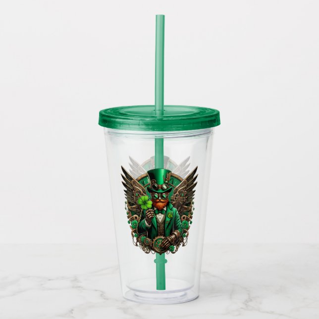 Saint Patrick's Day steampunk clover Acrylic Tumbler (Front)