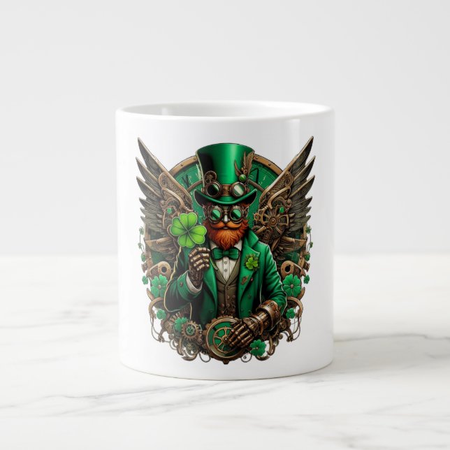 Saint Patrick's Day steampunk clover Large Coffee Mug (Front)