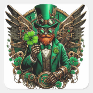 Saint Patrick's Day steampunk clover Square Sticker