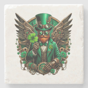 Saint Patrick's Day steampunk clover Stone Coaster