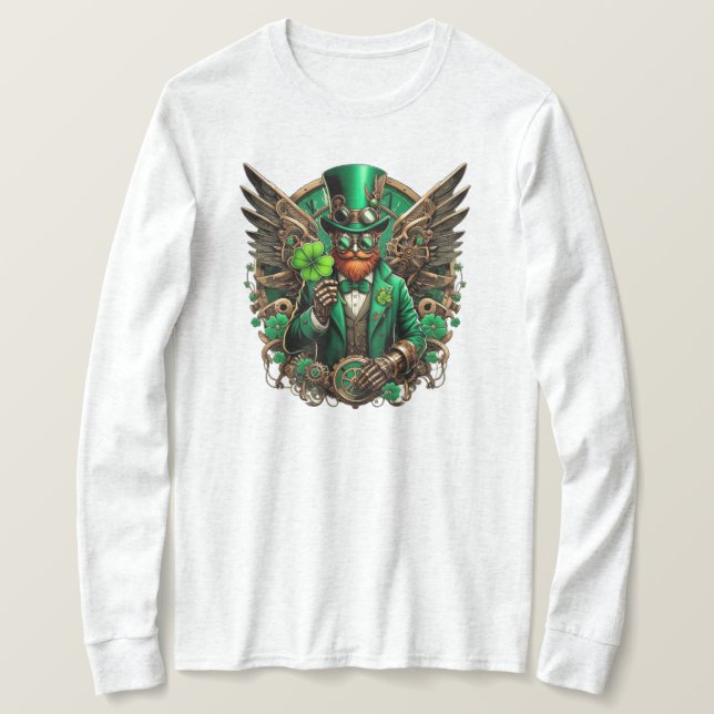 Saint Patrick's Day steampunk clover T-Shirt (Design Front)