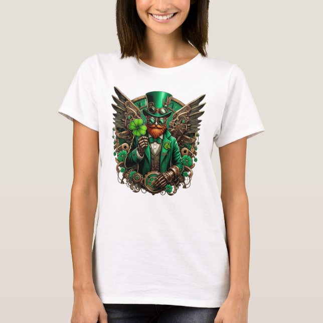 Saint Patrick's Day steampunk clover T-Shirt (Front)