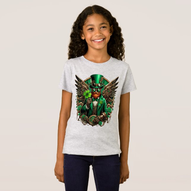 Saint Patrick's Day steampunk clover T-Shirt (Front Full)