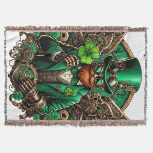 Saint Patrick's Day steampunk clover Throw Blanket