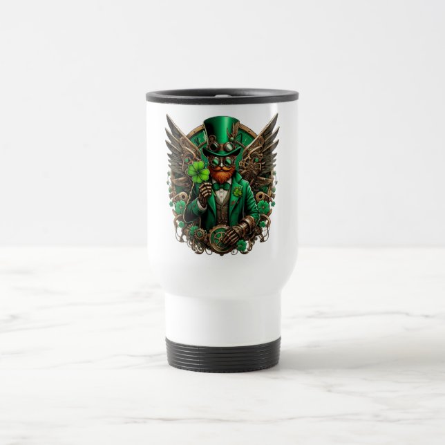 Saint Patrick's Day steampunk clover Travel Mug (Center)