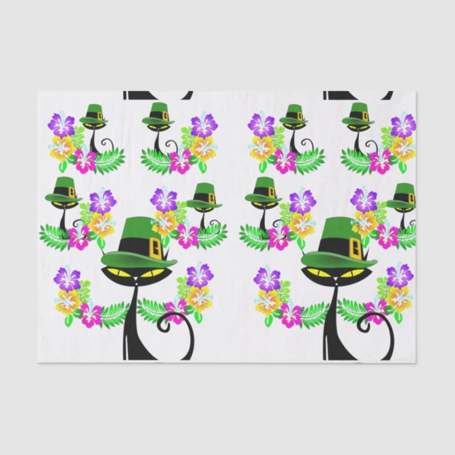 Saint Patrick's Day Tissue Paper Cat (Front)