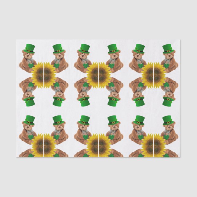 Saint Patrick's Day Tissue Paper Teddy Bear (Front)