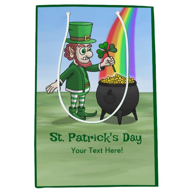 Saint Patrick's Day with a Leprechaun Medium Gift Bag (Front)