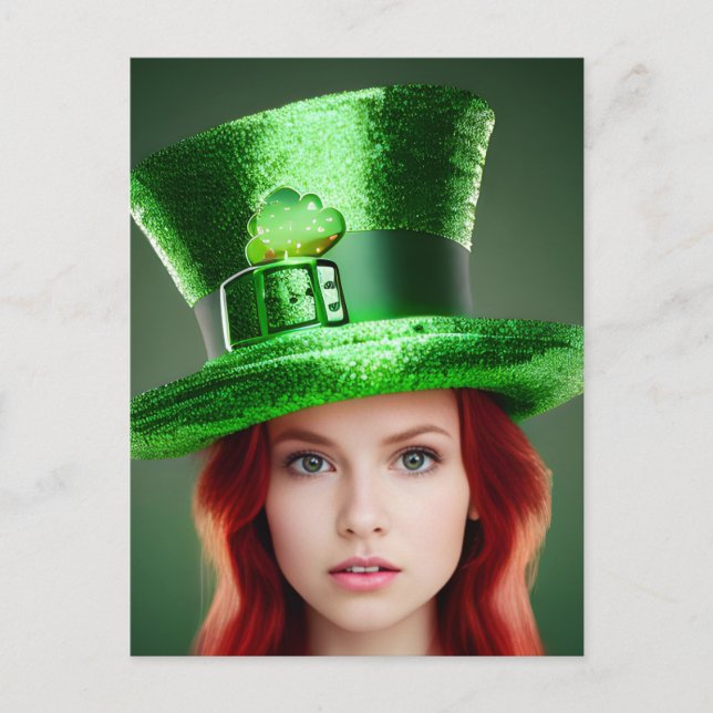 Saint Patricks Day Woman Postcard (Front)