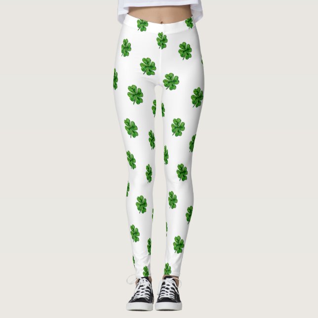 Saint Patricks Four Leaf Clover Leggings (Front)