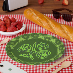 SAINT PATRICKS FOUR LEAF CLOVER PAPER PLATE