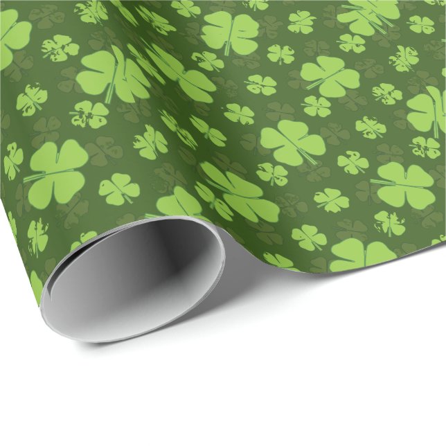 SAINT PATRICKS FOUR LEAF CLOVER WRAPPING PAPER (Roll Corner)