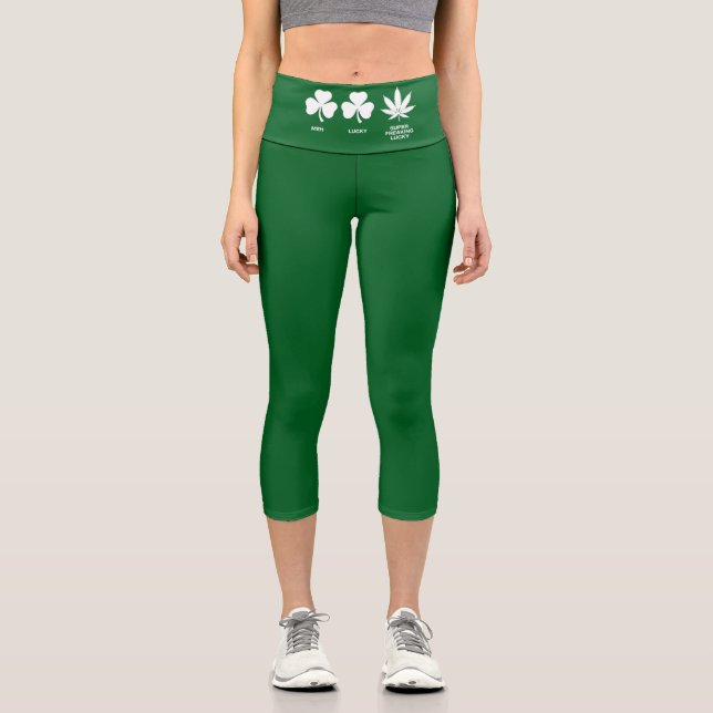 Saint Patricks Funny Party for Guys  Capri Leggings (Front)