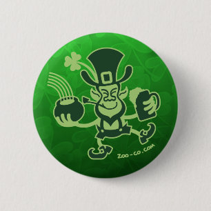 Saint Patrick's Leprechaun Dancing and Celebrating 6 Cm Round Badge
